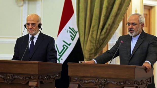 محمدجواد ظریف، وزیر امور خارجه ایران (راست) ابراهیم جعفری، وزیر امور خارجه عراق - آژانس عکس خبری اروپایی