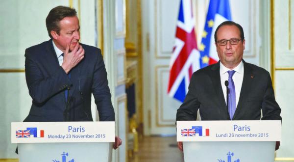 فرانسوا اولاند رئیس جمهور فرانسه و دیوید کامرون نخست وزیر انگلیس